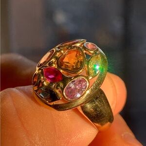 14k gold Multicilored gemstone ring